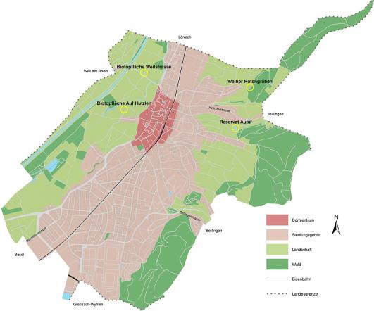Übersichtsplan wertvolle Biotope in Riehen